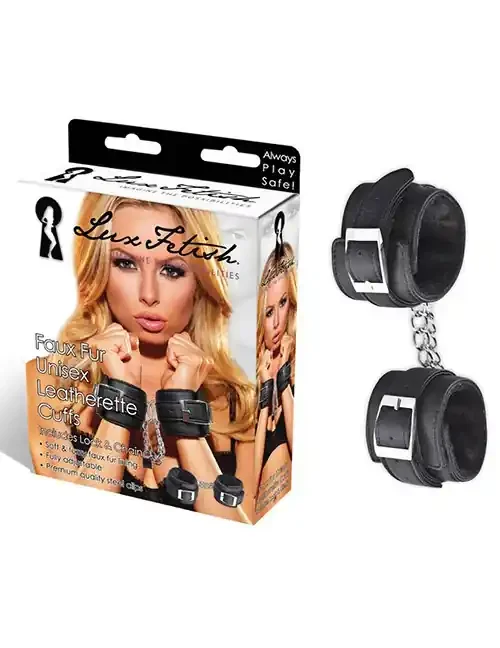 Faux Fur Unisex Leatherette Cuffs