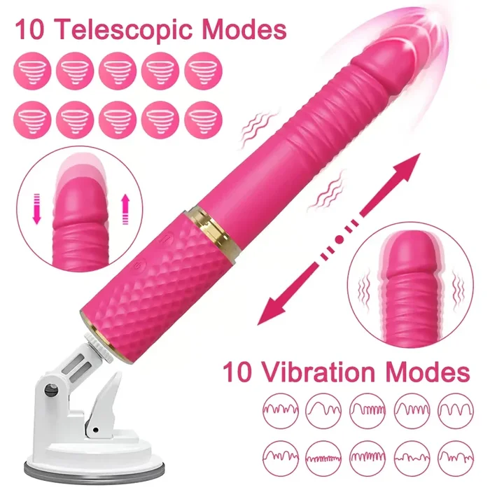 Female Vaginal Masturbation Vibrating Thrusting Dildo