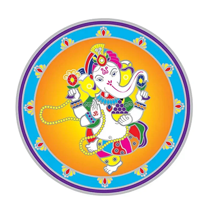 Fenster-Sticker – tanzender Ganesh 15cm – rund
