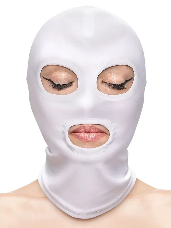 Fetish & Fashion Eyes & Mouth Hood Kopfmaske, weiß