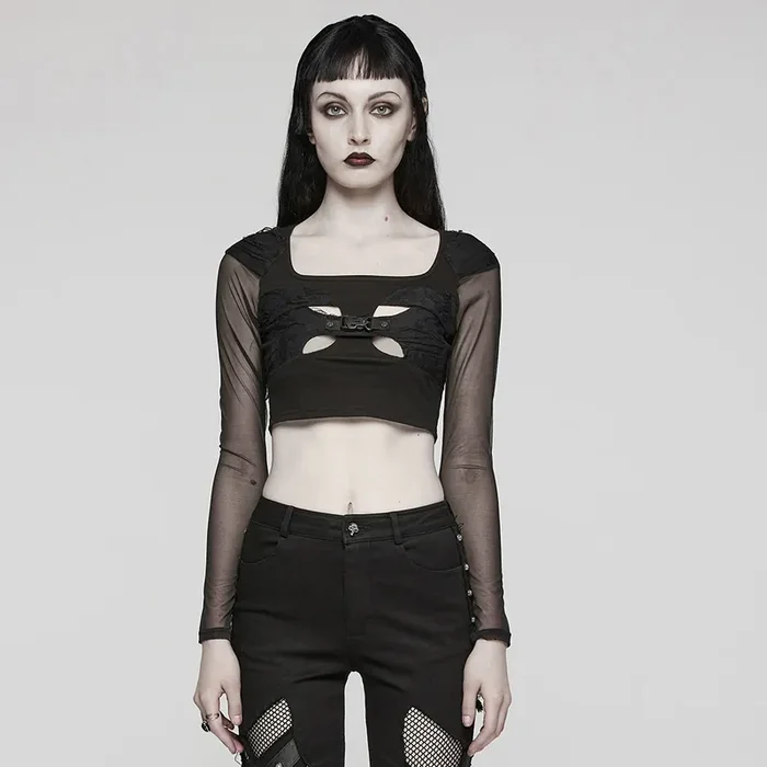 Figurbetontes Cyberpunk- & Techwear-inspiriertes Cropped Top