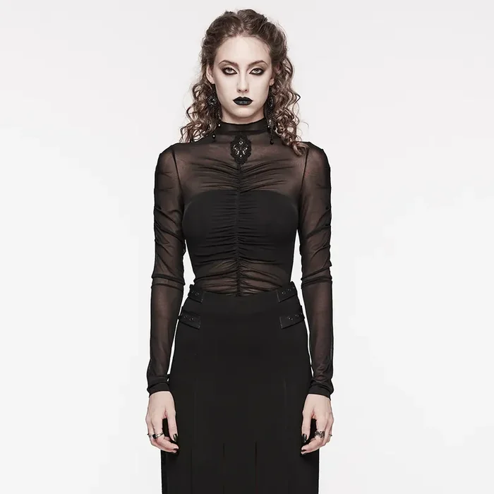 Figurbetontes Long-Sleeve Mesh-Top