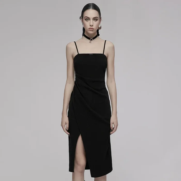 Figurbetontes Midi-Kleid mit verstellbarem Samt-Choker