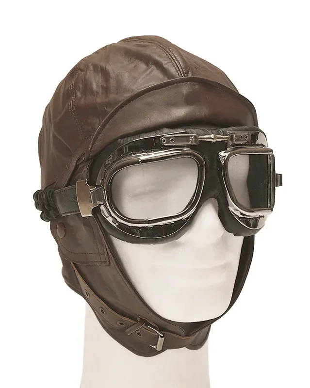 Flieger Lederhaube (Grösse S, Farbe Braun)