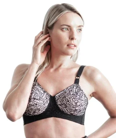 Floraler Spitzen-BH Pink/Schwarz