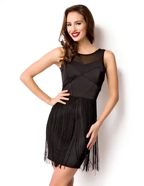 Fransenkleid schwarz