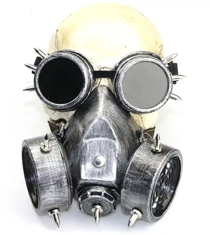 Gasmaske und Brille Rivets Silber Silber
