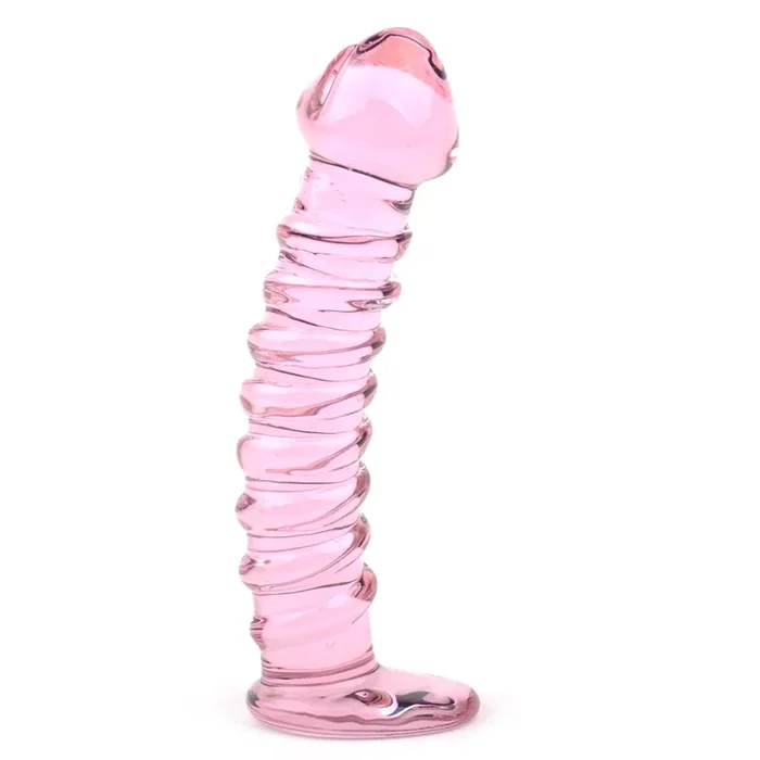 Glasdildo pink mit großem Kopf