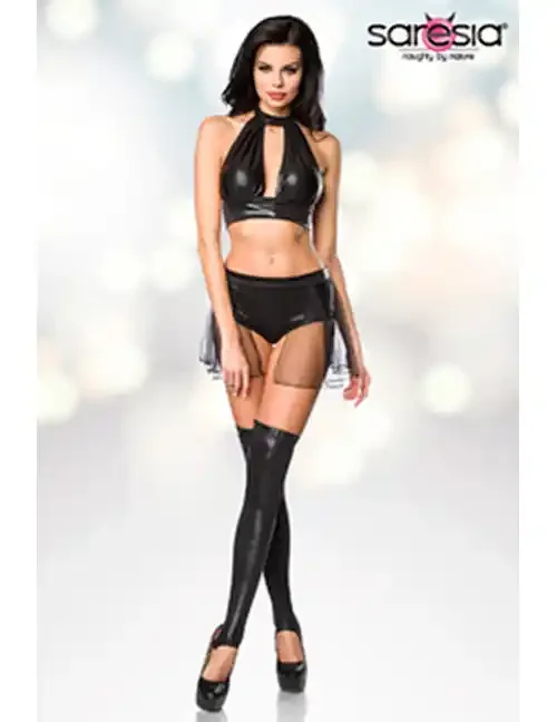 Gogo-Set in Wetlook-Optik mit Metallic-Effekt