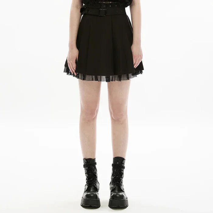 Gothic A-Linien Mini-Rock mit Mesh-Unterlage