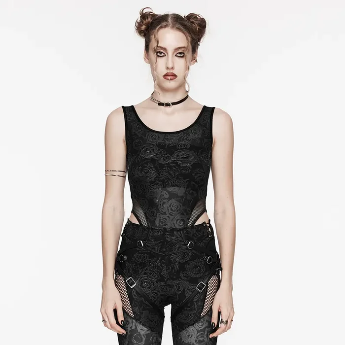 Gothic Bodysuit mit verspieltem Rosenmuster