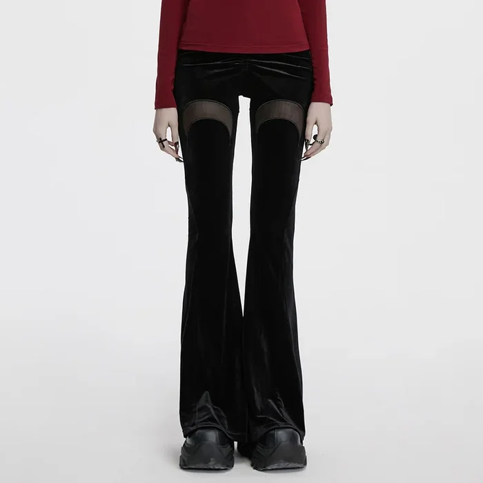 Gothic Samt-Bell-Bottom-Hose mit Monddetail