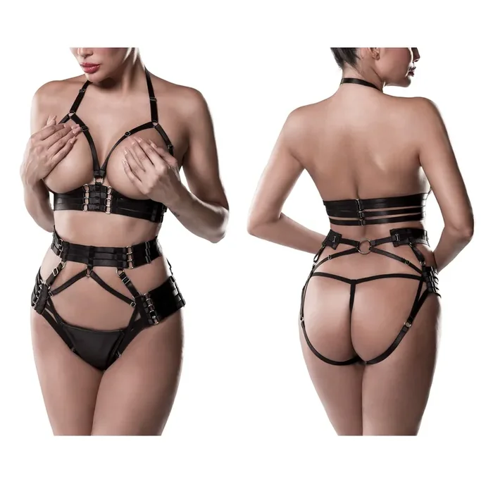 GREY VELVET 3-tlg.Set (Top, Harness, String)