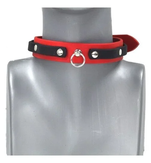 Halsband vegan rot/schwarz