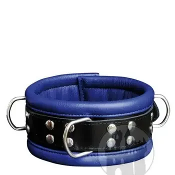 Halsfessel blau mit geschweißten D-Ringen