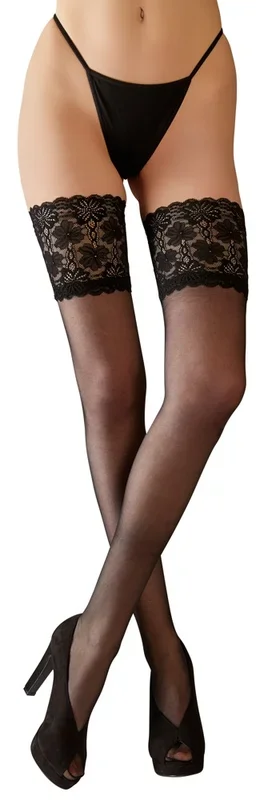 Halterlose Strümpfe (Farbe: Schwarz, Grösse: M)
