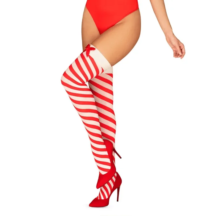 Halterlose Strümpfe im weihnachtlichen Design