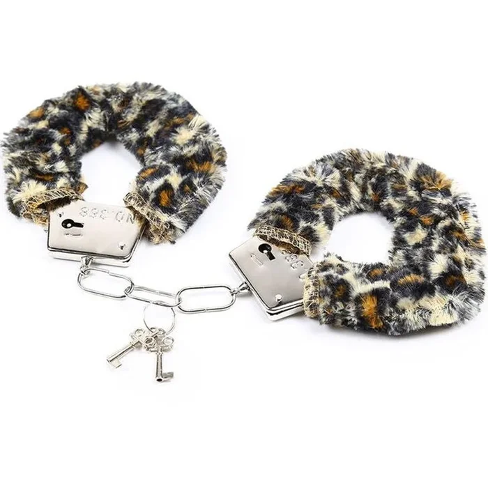 Handschellen mit Plüsch im Leopardenprint