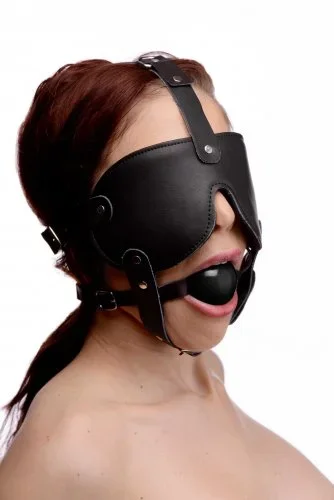 Harness mit Knebel und Augenbinde – Schwarz