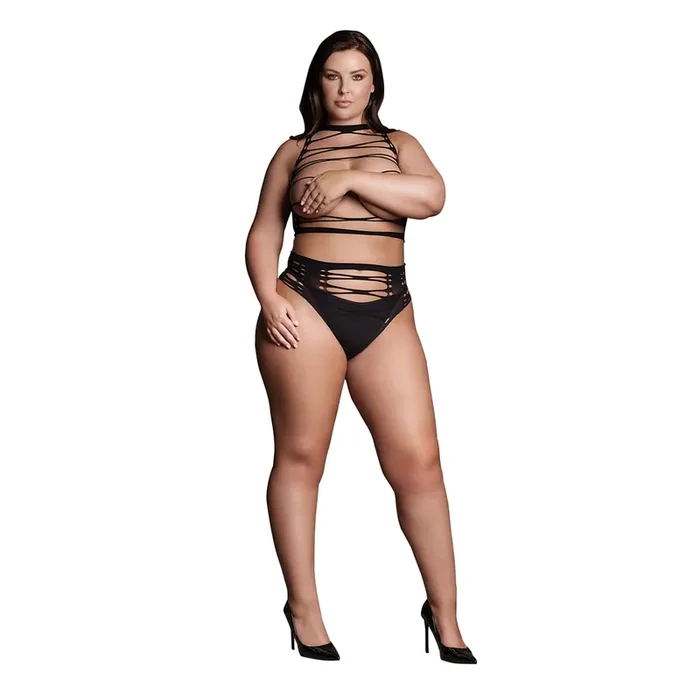Helike XLV – Two Piece with Open Cups, Crop Top and Pantie – Plus Size