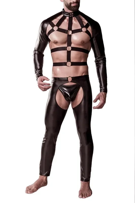Herren Clubwear Set mit Bolero und eng geschnittenen Chaps aus weichem Material