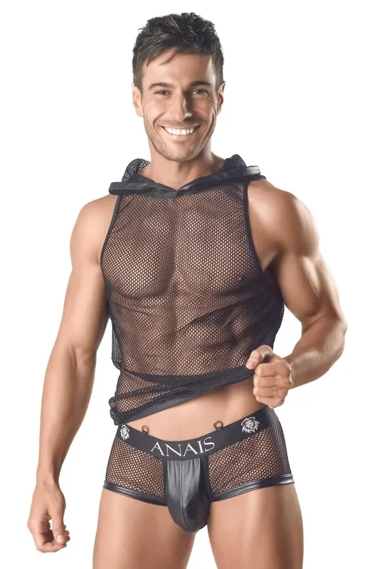 Herren Kapuzen-Shirt aus Netz Material
