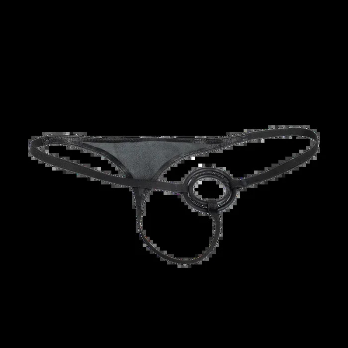 Herren-Lederstring mit Cockringen – Schwarz