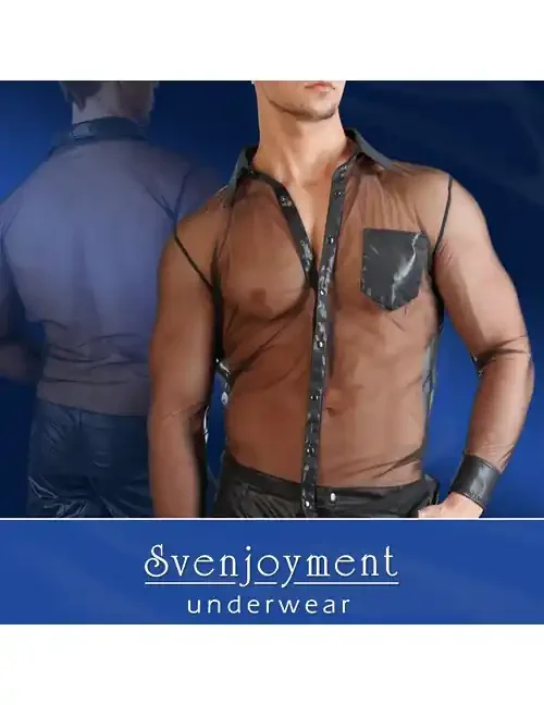 Herren-Shirt mit Wetlook-Details