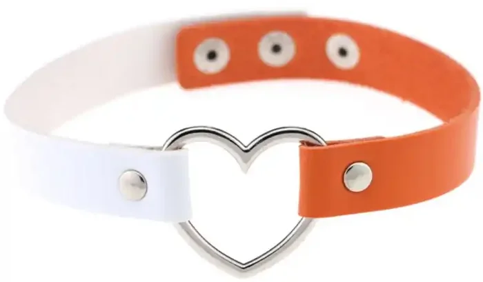 Herz Duo Halsband Weiß-Orange