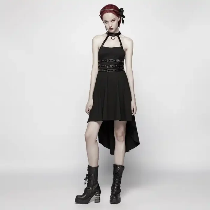 High-Low Kleid mit Kunstleder-Harness