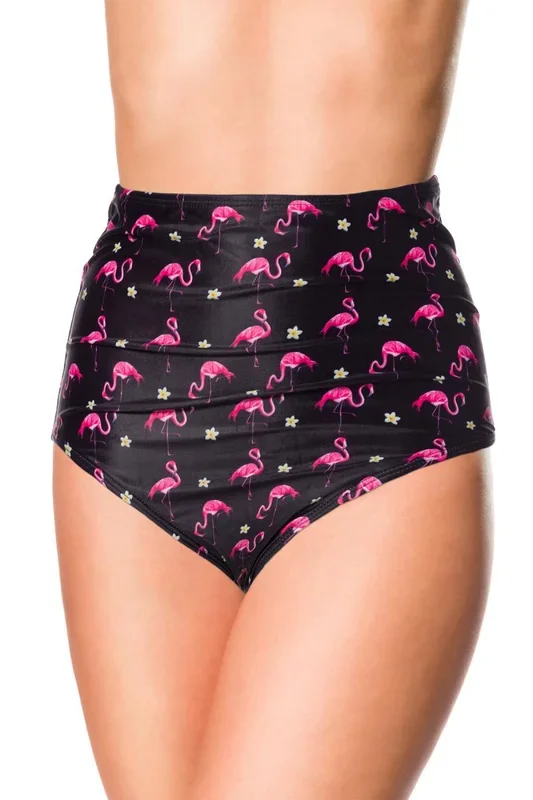 High Waist Badehöschen mit Flamingomuster