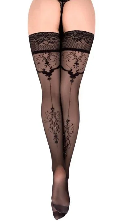Hold Ups mit Stickerei und Naht