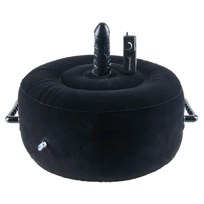 Inflatable round love pillow with integrated vibrator