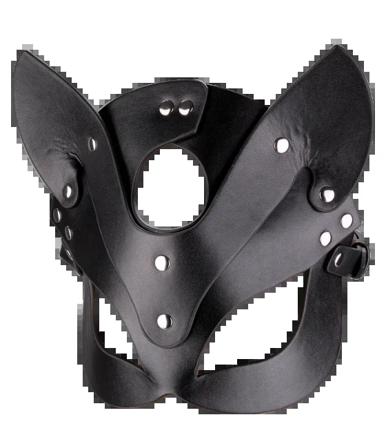 Katzenmaske aus Kunstleder mit Metallnieten