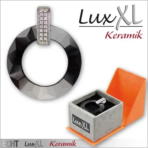 Keramikanhänger rund schwarz mit Zirkonia