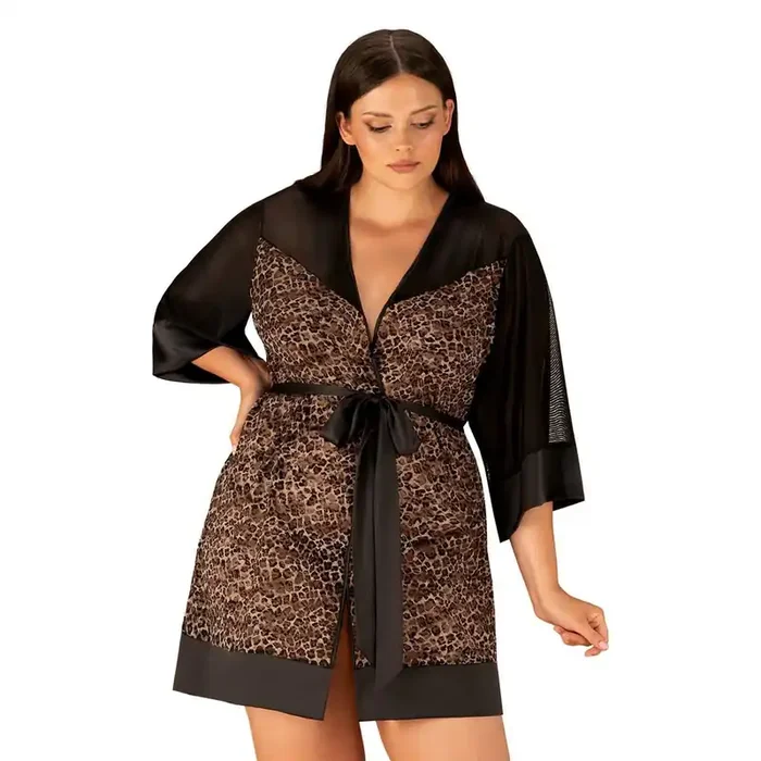 Kimono Leoparden Look Mash Satin Curvy