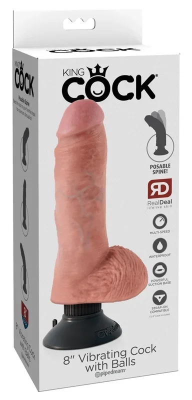 King Cock 8″ Vibrating Cock with Balls