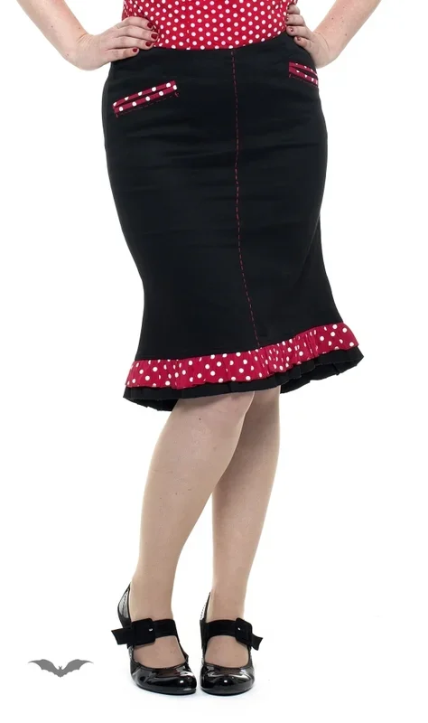 Knielanger Rock mit Polka Dots