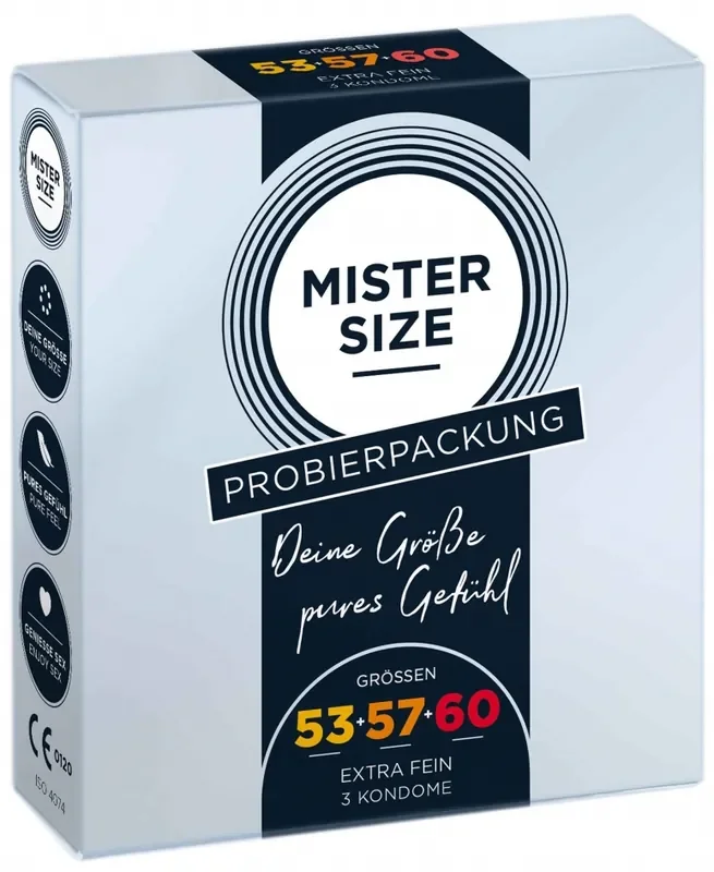 Kondome MISTER SIZE Muster 3 Größen 53, 57 und 60mm
