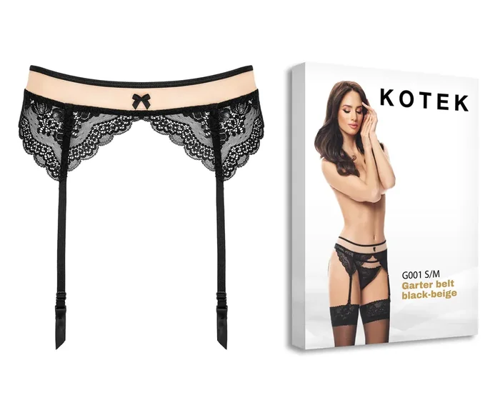 KOTEK Strapsgürtel G001 schwarz-beige