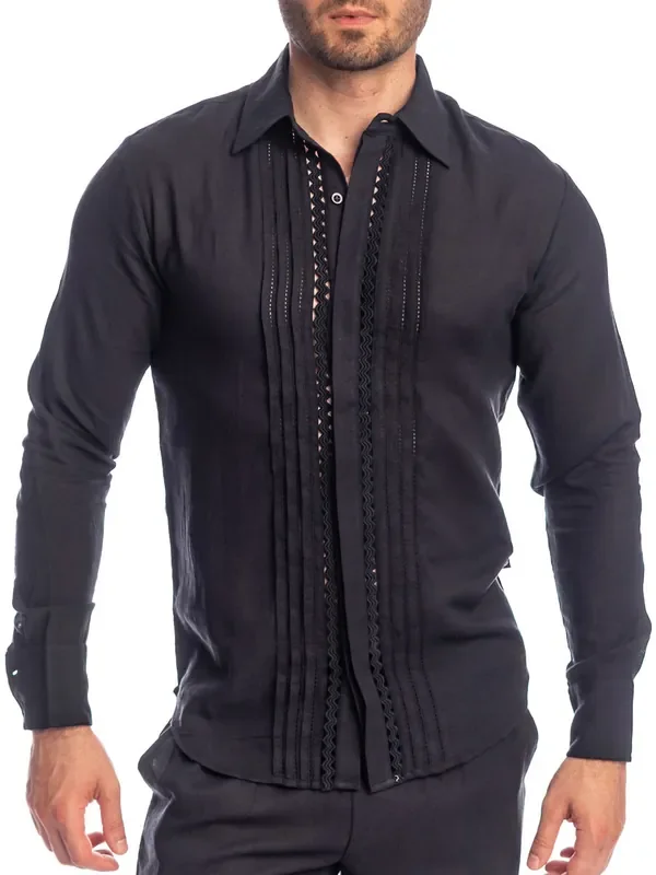 L‘Homme Amalfi Hemd, schwarz