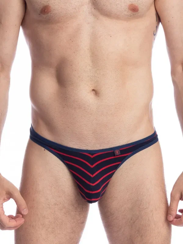 L‘Homme Querelle de Brest Bikini String, marineblau/rot