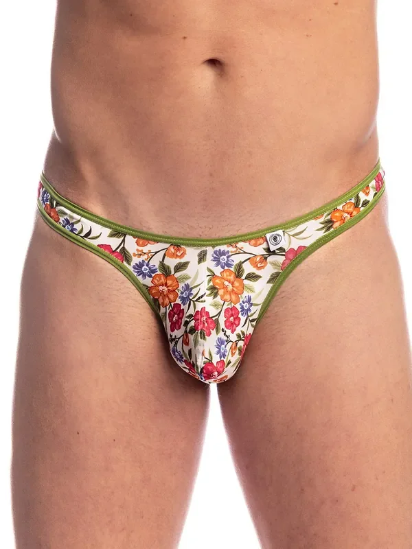 L‘Homme Rouen Bikini String, weiß print