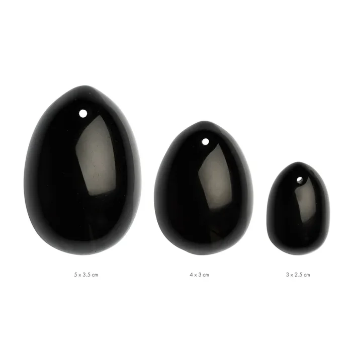 La Gemmes – 3-teiliges Yoni-Eierset – Obsidian