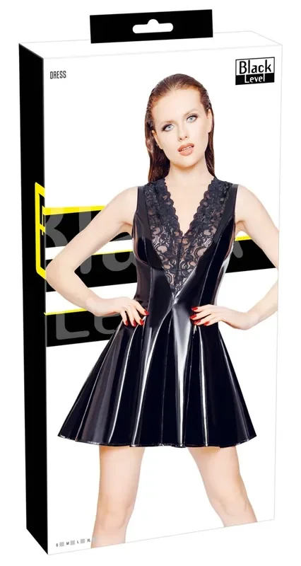 Lack Kleid mit Spitze (Farbe Schwarz, Grösse M)