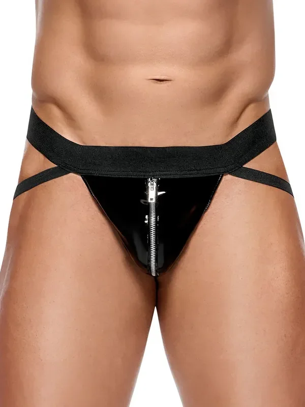 Lack-Zip-Jock, schwarz