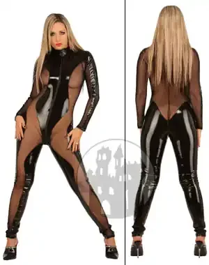 Lackcatsuit mit Netzeinsatz