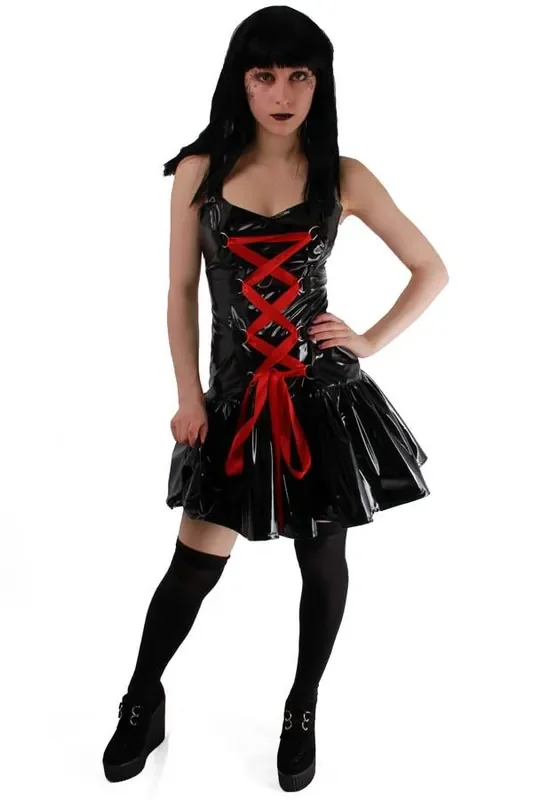 Lackminikleid mit Corsettschnürung