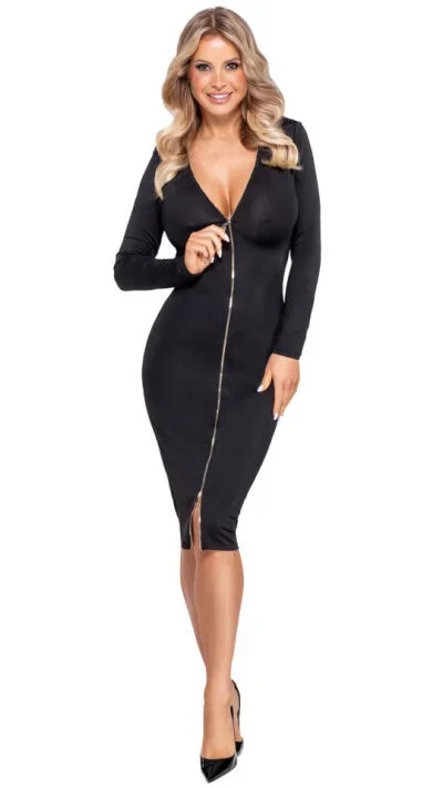 Langarm-Kleid in Midi-Länge