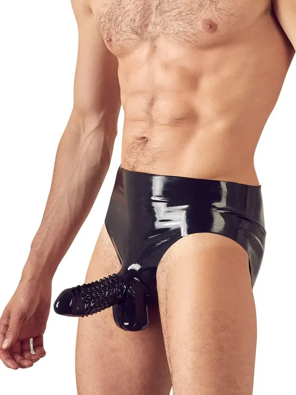 Latex-Brief mit Penishülle, schwarz